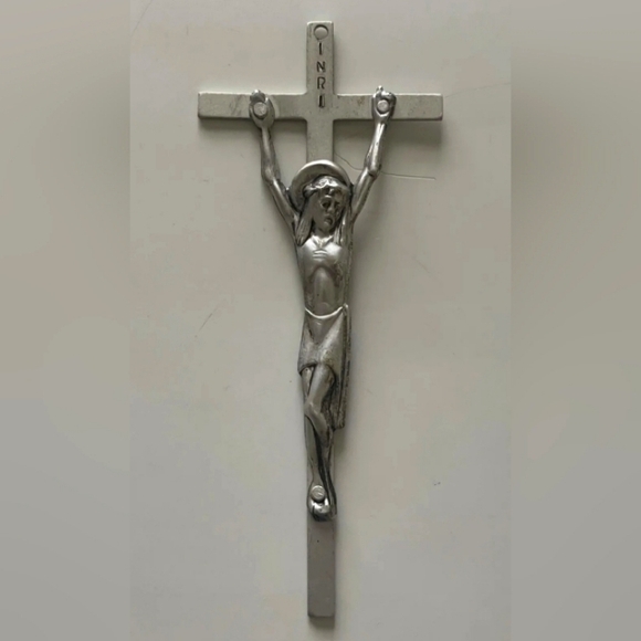 Vintage Aluminum Crucifix Society Of Divine Savior Salvatorian Ctr, Made Italy - Picture 1 of 6